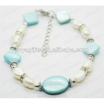 Fashion Blue Pearl Shell Beaded Anklet